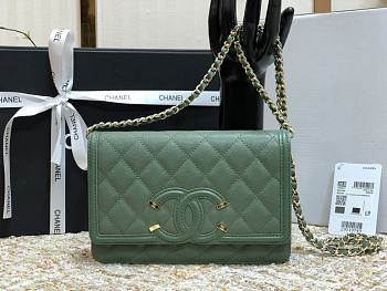 CHANEL | CC Filigree WOC Green- A84451 - 19.5x12x3.5cm