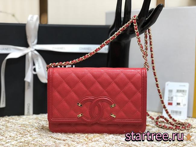 CHANEL | CC Filigree WOC Red - A84451 - 19.5x12x3.5cm - 1