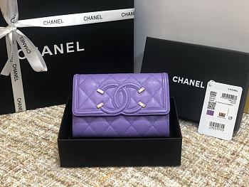 CHANEL |CC Fiigree Wallet Purple - A84447 - 15cm