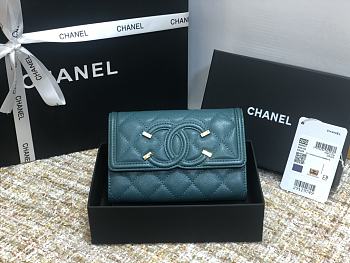 CHANEL | CC Fiigree Wallet Blue Navy - A84447 - 15cm