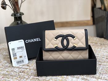 CHANEL | CC Fiigree Wallet Black/ Cream - A84447 - 15cm