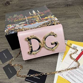 DG | Nappa Pink leather Girls shoulder bag - 21 x 5 x 13.5 cm