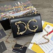 DG | Nappa Black leather Girls shoulder bag - 21 x 5 x 13.5 cm - 1