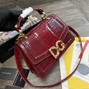 DG | Amore Red Crocodile Leather Bag - 27 x 8 x 18 cm - 3