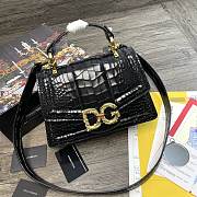 DG | Amore Black Crocodile Leather Bag - 27 x 8 x 18 cm - 1