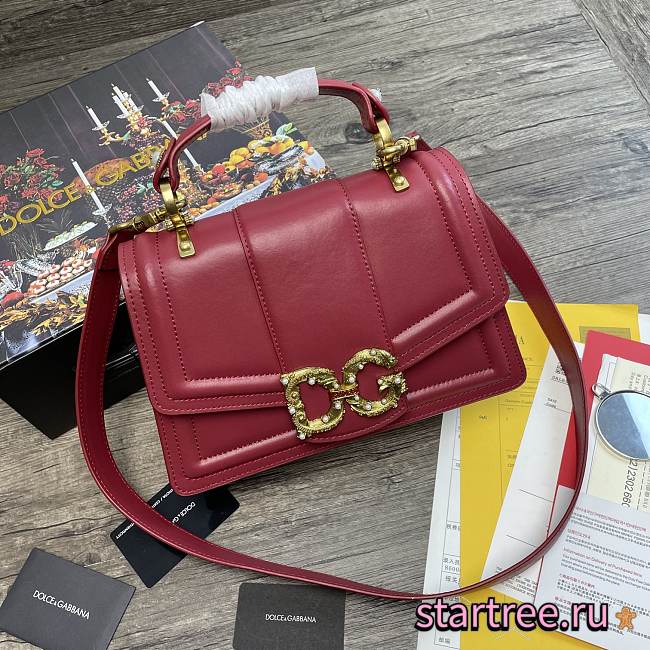 DG | Amore Raspberry Red Bag In Calfskin - 27 x 8 x 18cm - 1