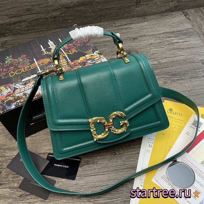 DG | Amore Green Bag In Calfskin - 27 x 8 x 18cm - 1