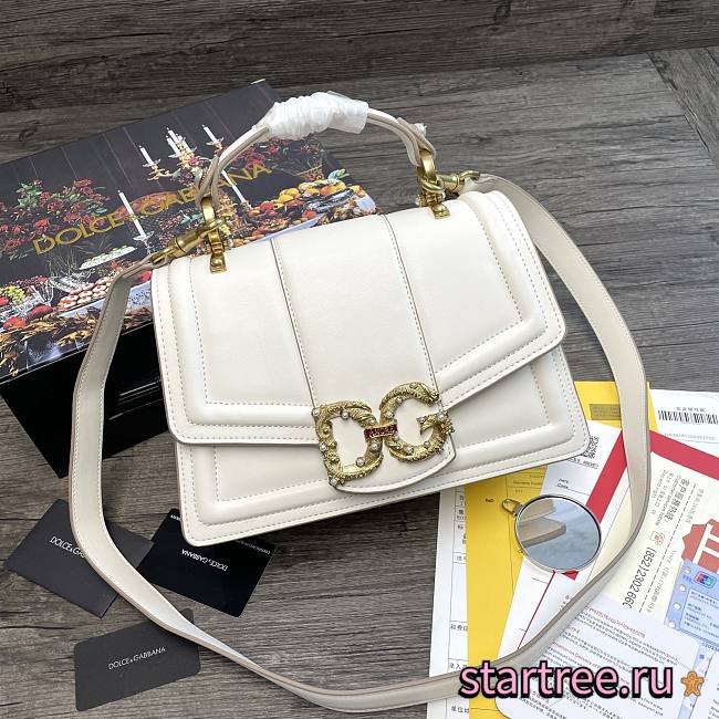 DG | Amore White Bag In Calfskin - 27 x 8 x 18cm - 1