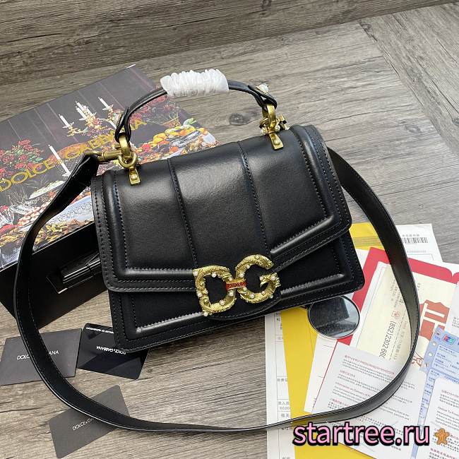 DG | Amore Black Bag In Calfskin - 27 x 8 x 18cm - 1