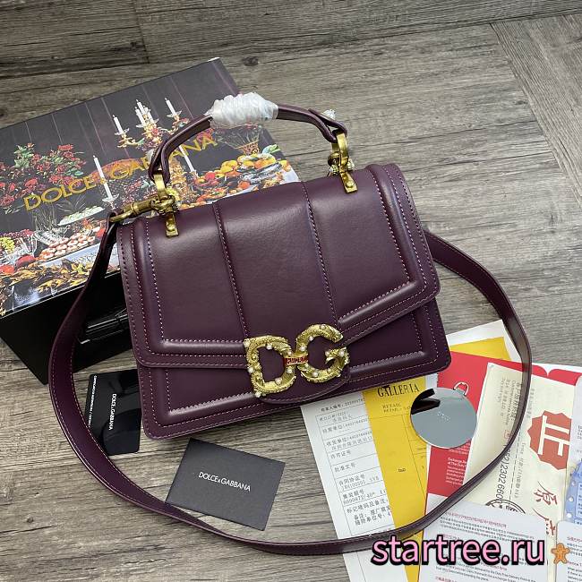 DG | Amore Purple Bag In Calfskin - 27 x 8 x 18cm - 1