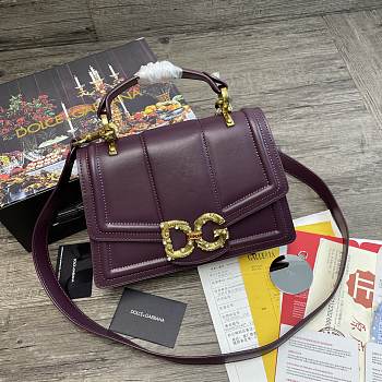 DG | Amore Purple Bag In Calfskin - 27 x 8 x 18cm