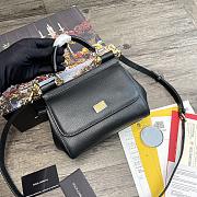 DG | Small Black dauphine leather Sicily bag - 20 x 9.5 x 14cm - 1