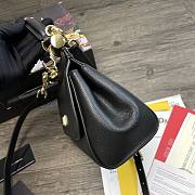 DG | Small Black dauphine leather Sicily bag - 20 x 9.5 x 14cm - 4