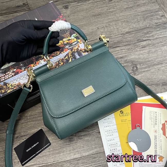 DG | Small Green dauphine leather Sicily bag - 20 x 9.5 x 14cm - 1