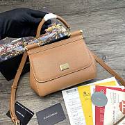 DG | Small Brown dauphine leather Sicily bag - 20 x 9.5 x 14cm - 1