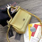 DG | Small Gold dauphine leather Sicily bag - 20 x 9.5 x 14cm - 3