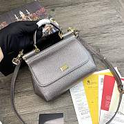 DG | Small Silver dauphine leather Sicily bag - 20 x 9.5 x 14cm - 1