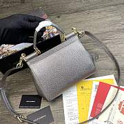 DG | Small Silver dauphine leather Sicily bag - 20 x 9.5 x 14cm - 6