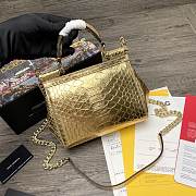 DG | Sicily Python Gold handbag with gold strap - 20 x 9.5 x 14cm - 3