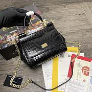 DG | Sicily Black Python handbag with gold strap - 20 x 9.5 x 14cm - 1