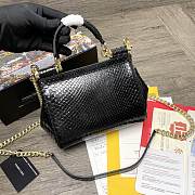 DG | Sicily Black Python handbag with gold strap - 20 x 9.5 x 14cm - 4