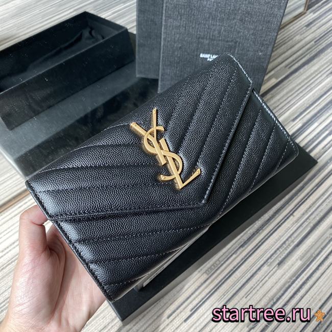 YSL | Large Flap Black Wallet - 372264 - 19 x 11 x 3 cm - 1