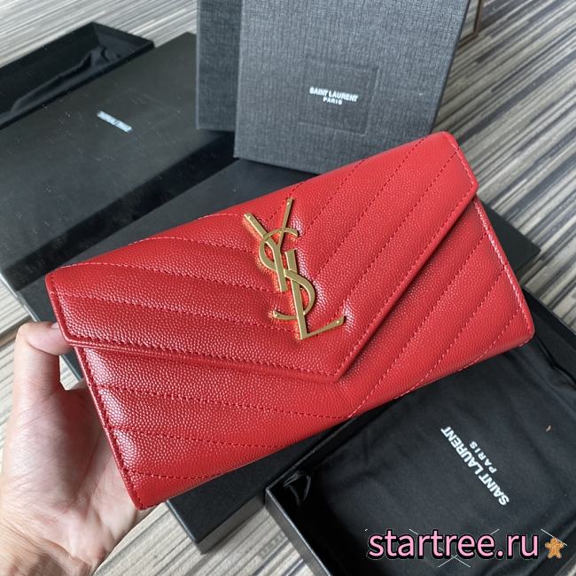 YSL | Large Flap Red Wallet - 372264 - 19 x 11 x 3 cm - 1