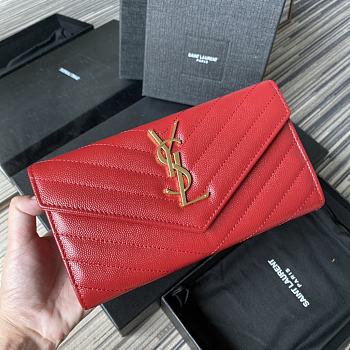 YSL | Large Flap Red Wallet - 372264 - 19 x 11 x 3 cm