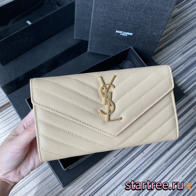 YSL | Large Flap Beige Wallet - 372264 - 19 x 11 x 3 cm - 1