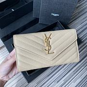 YSL | Large Flap Beige Wallet - 372264 - 19 x 11 x 3 cm - 1