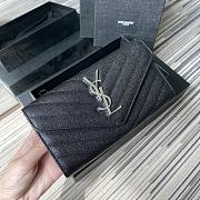 YSL | Large Flap Black Wallet Silver - 372264 - 19 x 11 x 3 cm - 1