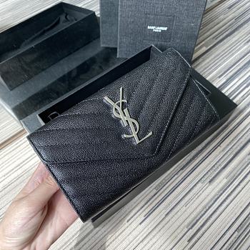 YSL | Large Flap Black Wallet Silver - 372264 - 19 x 11 x 3 cm