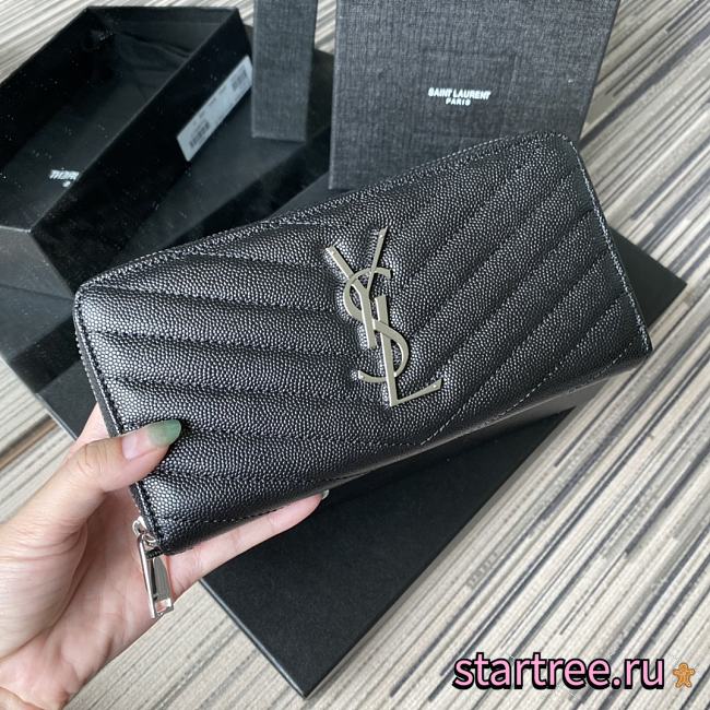 YSL | Zip Around Wallet Silver- 358094 - 19 x 9 cm - 1