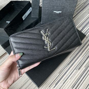 YSL | Zip Around Wallet Silver- 358094 - 19 x 9 cm