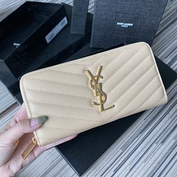 YSL | Zip Around Wallet Beige - 358094 - 19 x 9 cm