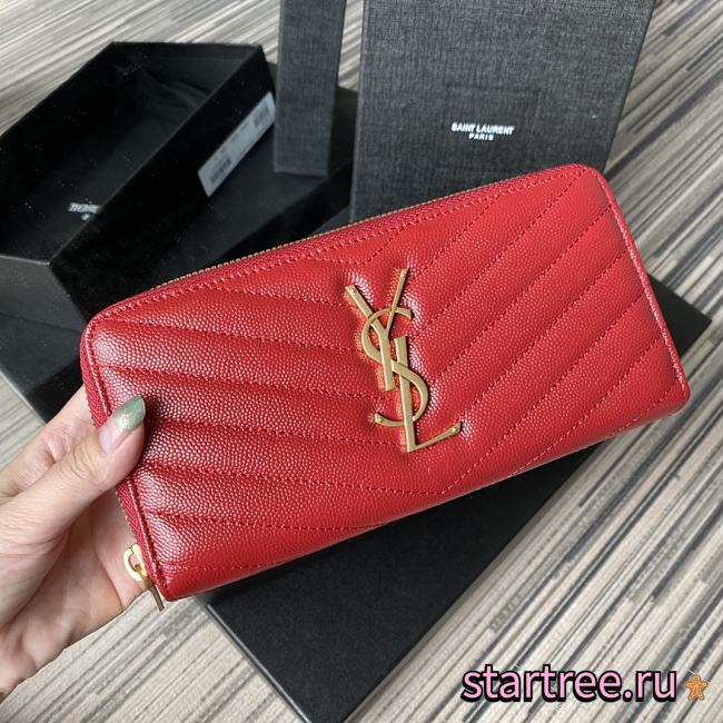 YSL | Zip Around Wallet Red - 358094 - 19 x 9 cm - 1