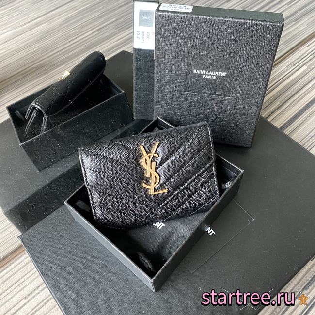 YSL | Small Envelope Black Wallet in Grain - 414404 - 13.5 x 9.5 x 3 cm - 1