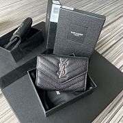 YSL | Small Envelope Black Wallet in Grain Silver - 414404 - 13.5 x 9.5 x 3 cm - 1