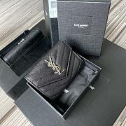 YSL | Small Envelope Black Wallet in Grain Silver - 414404 - 13.5 x 9.5 x 3 cm - 5