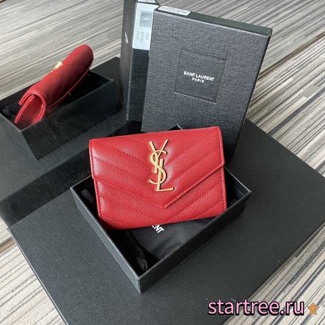YSL | Small Envelope Wallet Red in Grain - 414404 - 13.5 x 9.5 x 3 cm - 1