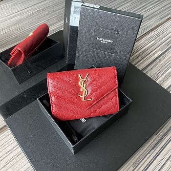 YSL | Small Envelope Wallet Red in Grain - 414404 - 13.5 x 9.5 x 3 cm