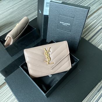 YSL | Small Envelope Wallet Light Pink in Grain - 414404 - 13.5 x 9.5 x 3 cm