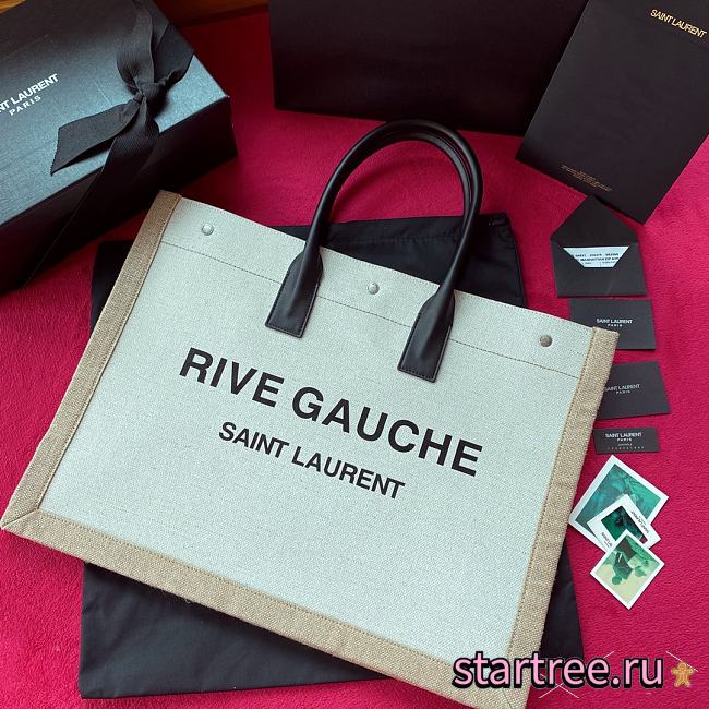 YSL | Rive Gauche Tote Bag White Linen - 499290 - 48 × 36 × 16 cm - 1