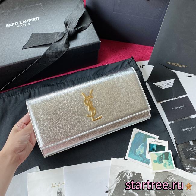 YSL | Kate Clutch Silver In Grain - 326079 - 27x12.5x5cm - 1