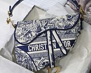 DIOR | Saddle Bag Blue Toile de Jouy Embroidery - M0446C - 25.5 x 20 x 6.5 cm - 3