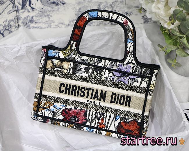 DIOR | Mini Book Tote  Multicolor Mille Fleurs Embroidery - S5475 - 23x17x7cm - 1