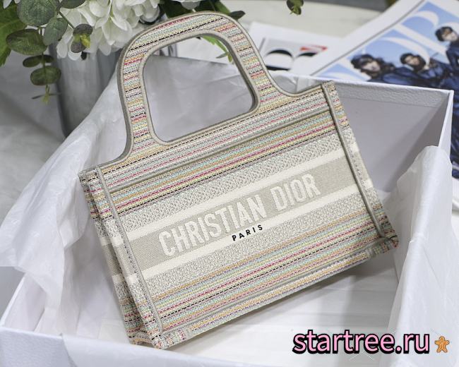 DIOR | Mini Book Tote Multicolor Striped Embroidery - S5475 - 23x17x7cm - 1