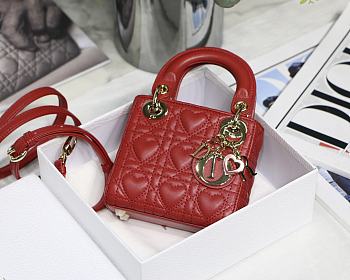 DIOR | Micro Dioramour lady Red Bag - S0856O - 12 x 10 x 5 cm