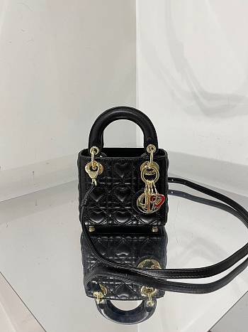 DIOR | Micro Dioramour lady Black Bag - S0856O - 12 x 10 x 5 cm
