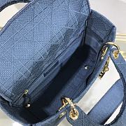 DIOR | Medium Lady D-Lite Blue Bag  - M0565O - 24 x 20 x 11 cm - 4